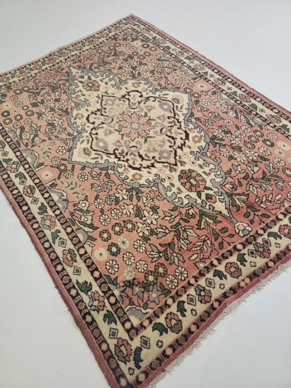 Antique Oriental Hand-Knotted Wool Area Rug Mahal Salmon/Ivory/Green 5' x 6'6" gallery