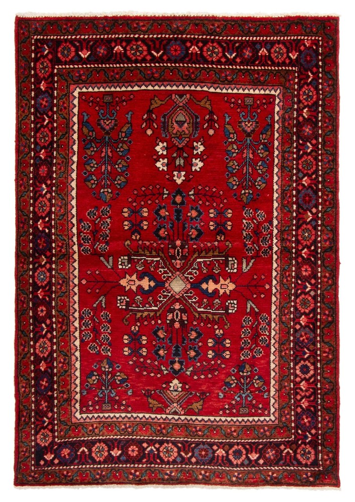 Vintage 4'2" x 6'1" Traditional Hand Knotted Vegetable Dye Wool Area Rug