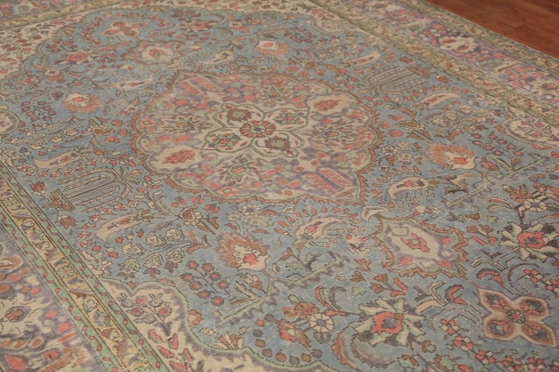 Light Blue Handmade Area Rug 8x11 Over-Dyed Traditional Living Room Carpet gallery
