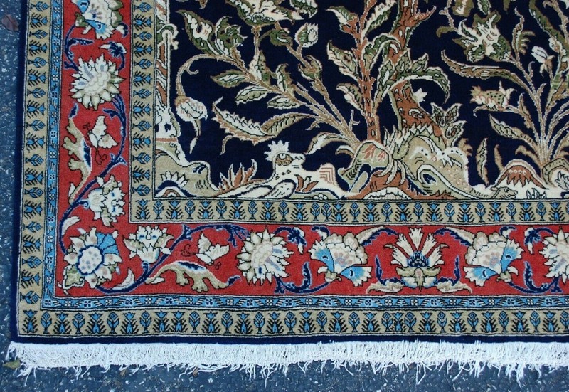 RARE NATURAL WOOL,SILK HandWoven Oriental Rug,IN size OF 4'7" × 7' BIRDS DESIGN gallery