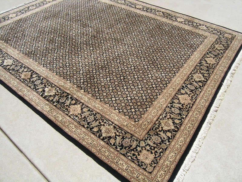 Vintage Hand Knotted Wool Silk Inlay Herati Fish Design Oriental Rug 7"8" x 10' gallery