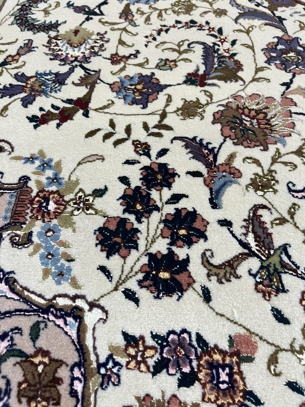 6’ 6”x9’ 10” FINE ORIENTAL RUG WOOL SILK VINTAGE HANDMADE HAND-KNOTTED COLORFUL gallery