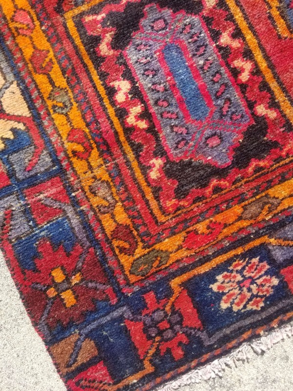 Vintage Distressed Hand Made Traditional Oriental Wool Multicolor Rug 6.7x4.1ft gallery