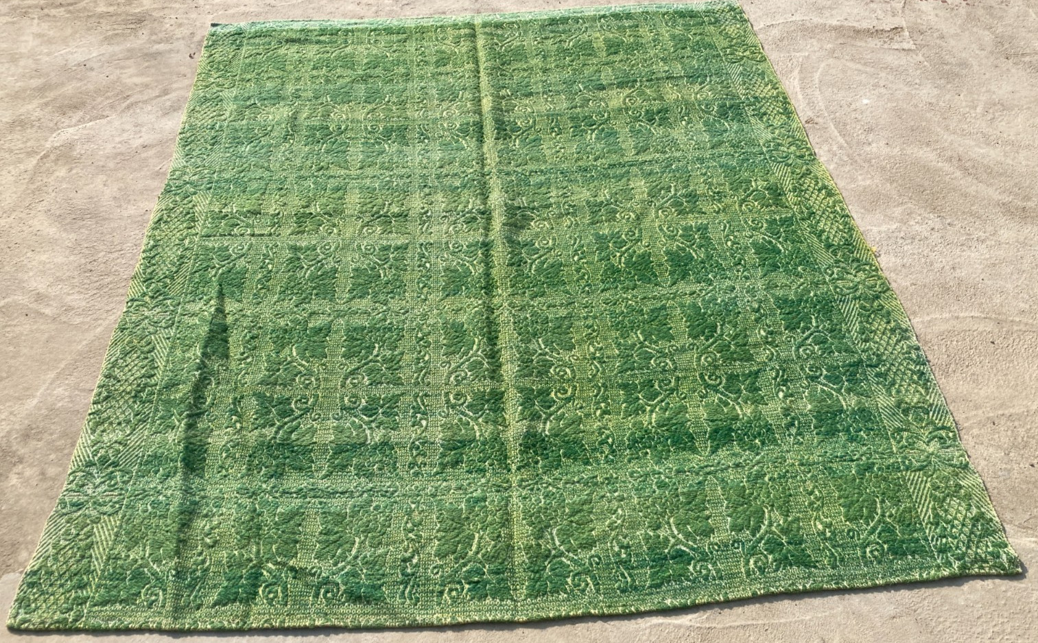 Vintage Handmade Geometric Floral Traditional Wool Area Rug 205x167 cm gallery