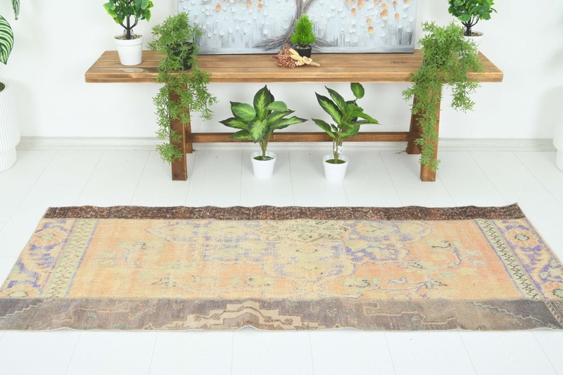 Faded Turkish Runner Rug 2x5 Hand-Knotted Vintage Oushak Oriental Rug Carpet,722 gallery