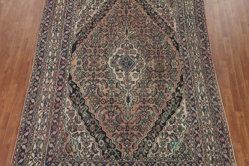 Geometric Traditional Living Room Handmade Rug 7x10 Vintage Handmade Carpet gallery