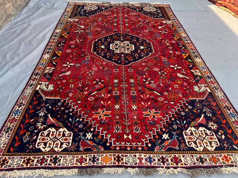 RED BLUE VINTAGE RUG 4x7 ANTIQUE HAND-KNOTTED traditional handmade oriental 5x7 gallery