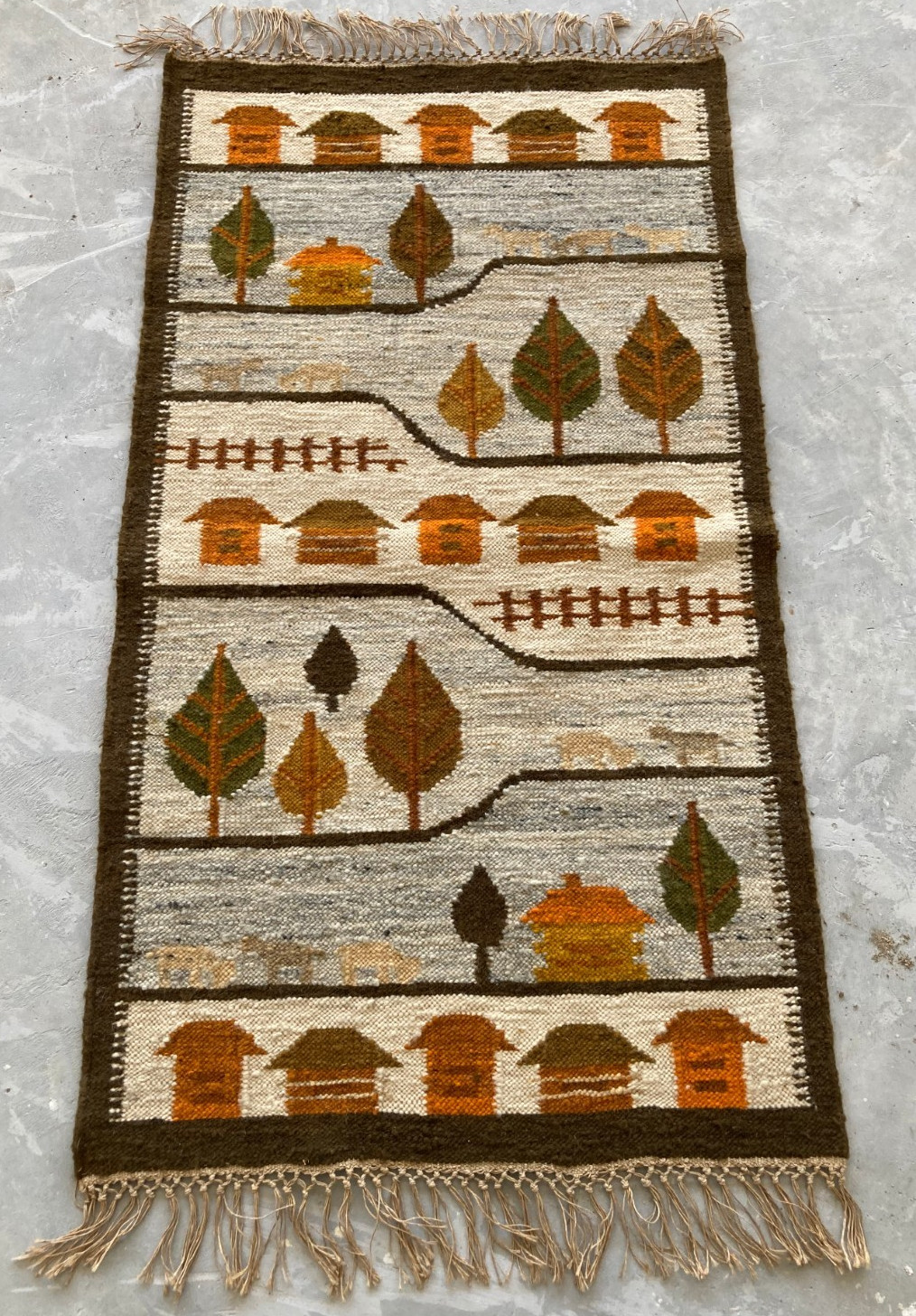 Vintage Traditional Handmade Beautiful Turkish Kilim Floor Rug Carpet 128x68 cm gallery