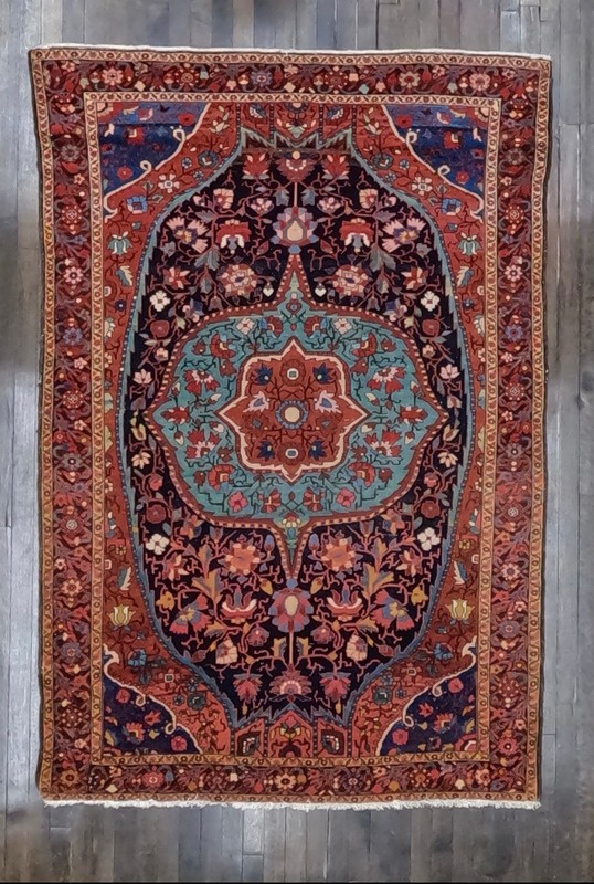 Extremely Rare And Gorgeous Kermann Rug circa 1920 Unique Color+Design 4’7x6’10” gallery