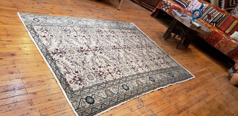 Exquisite Antique 1940-1050's Wool Pile Natural Color Bunyan Area Rug 4'8"×6' gallery