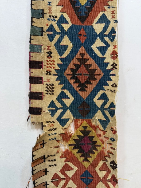 Antique Hand Woven Rare Collectible Turkey Anatolian Wool Weaving Kilim Fragment gallery