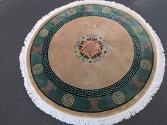 6’7″x6’7″ Chinese round rug Art Deco vintage Peking hand knotted 100%wool VegDye