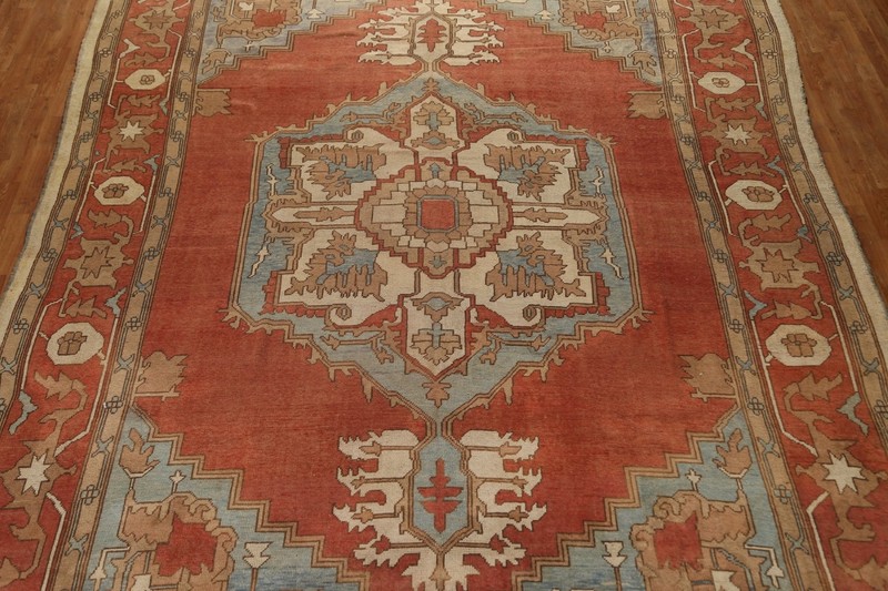 Antique Geometric Oushak Turkish Rug 11x16 Palace Size Hand-knotted Wool Carpet gallery