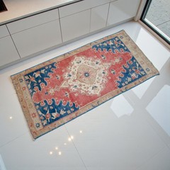 Vintage Turkish Rug Handmade Small Rug, Wool Doormat, Kitchen Rug, 2×4 ft approx
