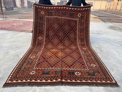 Vintage Afghan Flat Weave Kilim Tribal Wool Rug, Handwoven Area Living Room Rug