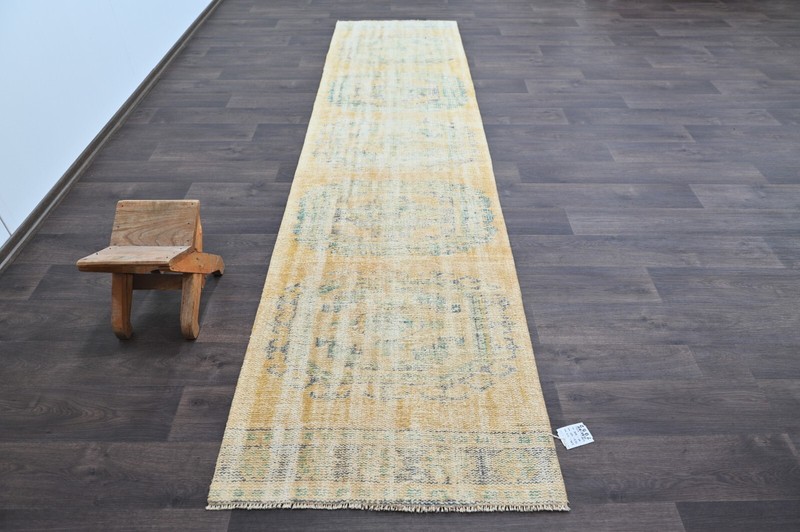 Vintage Turkish Runner Rug 3x11ft Wool Anatolian Handmade Hallway Oushak ORANGE gallery