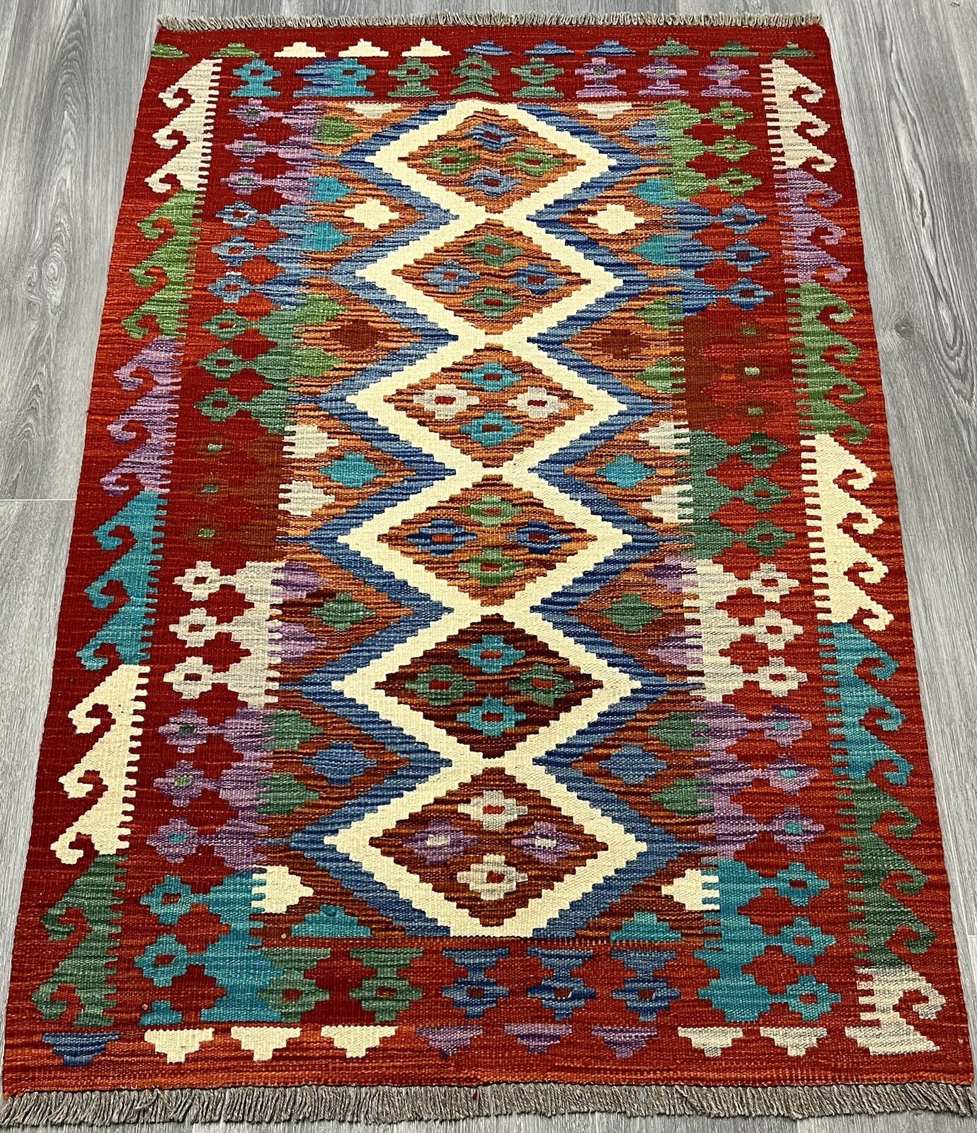 Vintage Kilim Traditional Hand Made Oriental Wool Kilim 5ftx3.2ft 151cmx100cm gallery