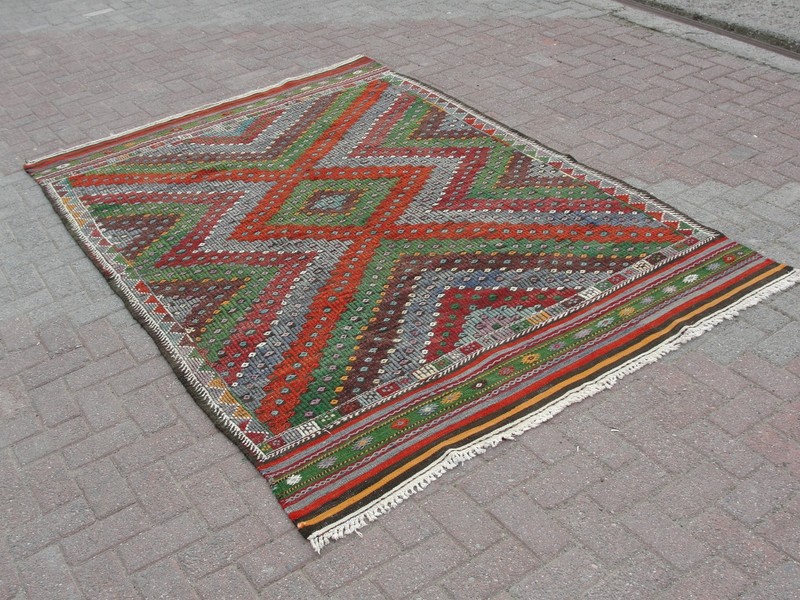 Vintage Handmade Carpet 67" x 100" Wool Kilim Area Rugs for living room gallery