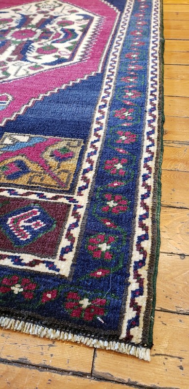 Lovely Vintage Hand-spun Wool Pile Natural Dyes Rug Turkey 1’9” x 3’4” gallery