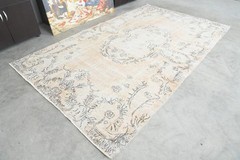 5×9 area rug, handmade vintage turkish carpet, neutral decor oushak wool rugs,78