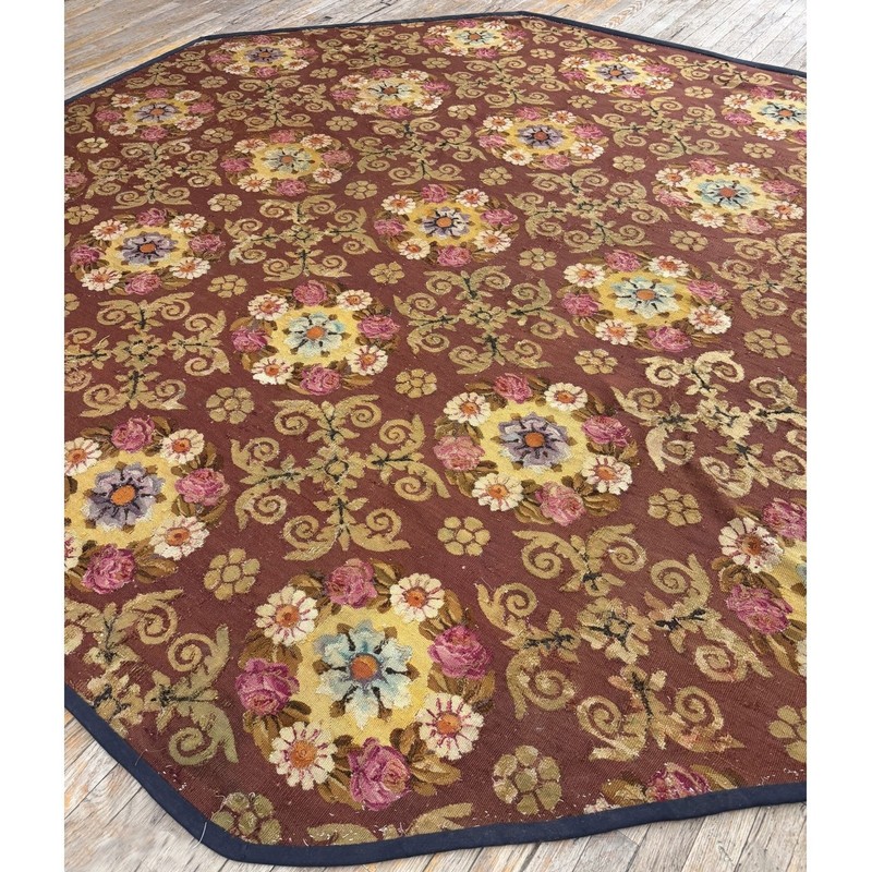9X10 Antique French Aubusson Wool Area Rug 1840 gallery