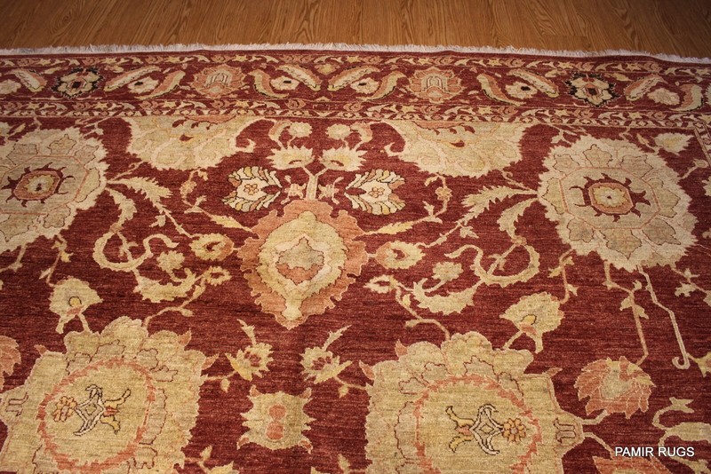 HERIZ DESIGN HAND-WOVEN-RUG_ LARGE SIZE 11' X 17' fine wool maroon Burgundy gallery