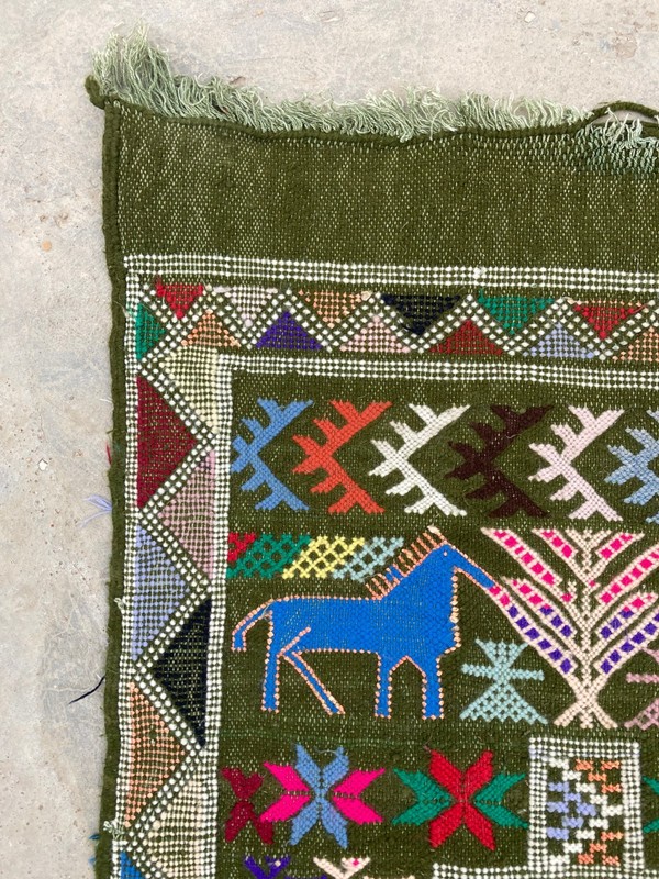Vintage Traditional Handmade Beautiful Moroccan Kilim Floor Rug Carpet 98x52 cm gallery
