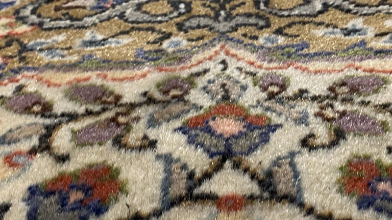Late 1940's Antique Muted Natural Colors Wool Pile Hereke Area Rug 6’6”x9’5” gallery