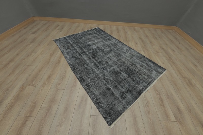 Sparta Gray Accent Rug Traditional Vintage Handwoven Overdyed Wool Carpet 4x7 ft gallery