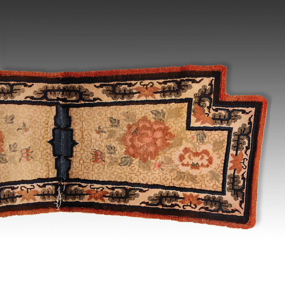 TIBETAN SADDLE RUG WOOL PILE TIBET CHINA FLORAL LATE 19TH / EARLY 20TH C. gallery
