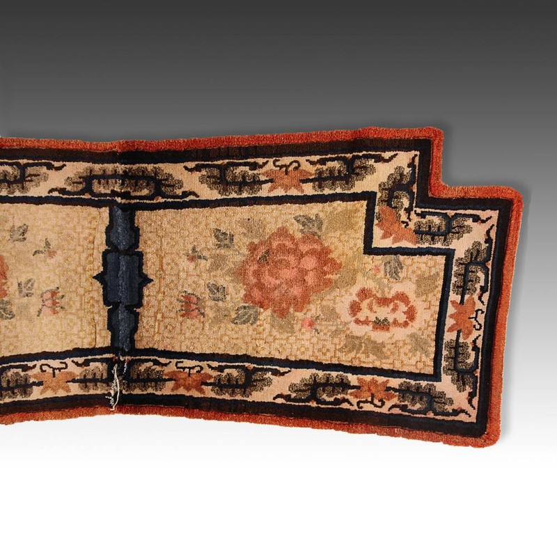TIBETAN SADDLE RUG WOOL PILE TIBET CHINA FLORAL LATE 19TH / EARLY 20TH C. gallery