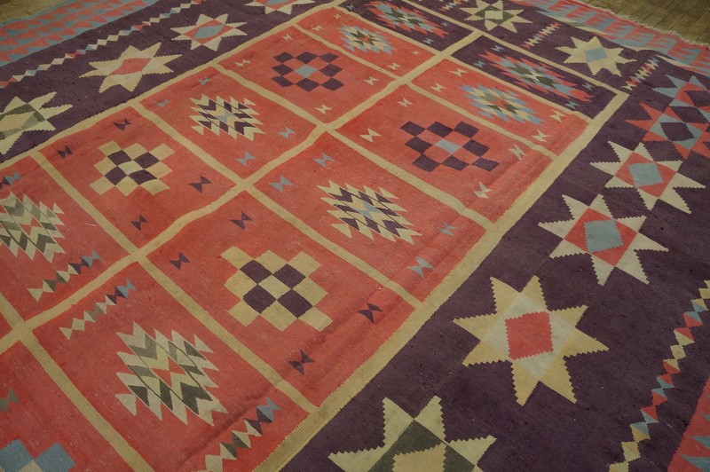 10X12 Vintage Indian Dhurries Pink Cotton Area Rug 1950 gallery