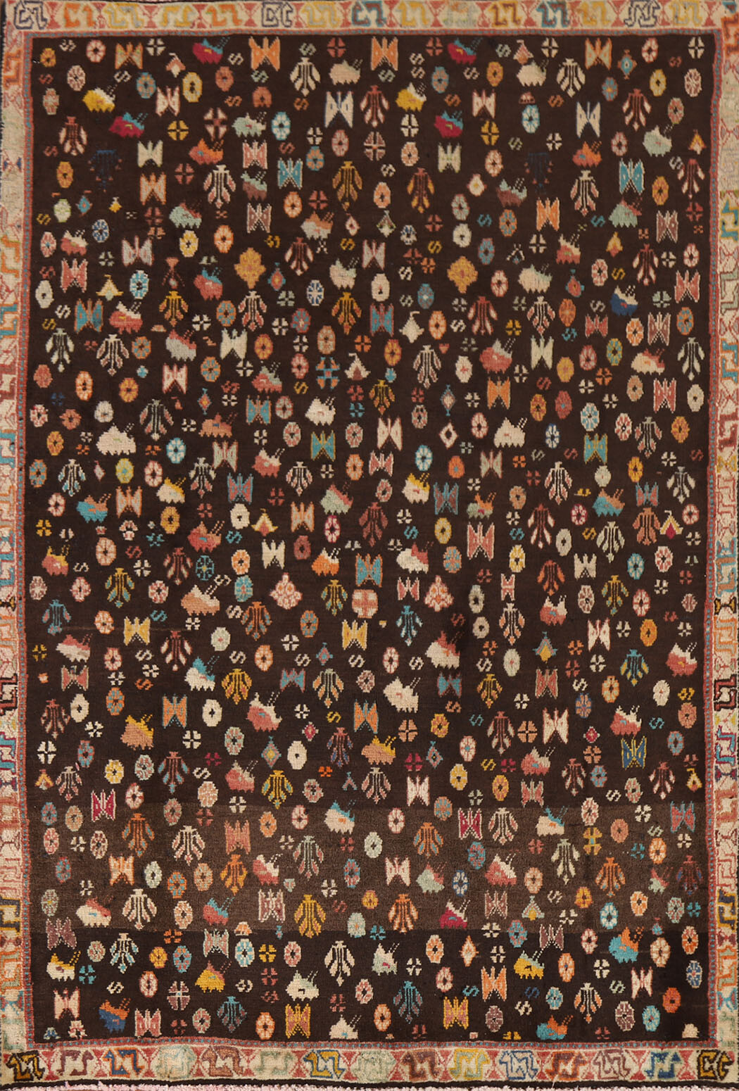 Vintage Vegetable Dye Dark Brown Sirjan Handmade Tribal Traditional Wool Rug 3x5 gallery