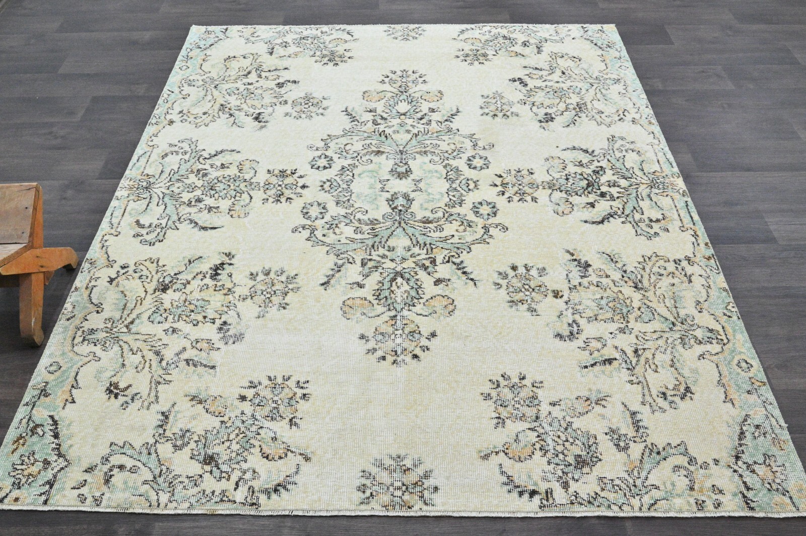 Oushak Turkish Vintage Rug 6x7 Kilim Rug Anatolian Handmade Boho Decor BEIGE gallery