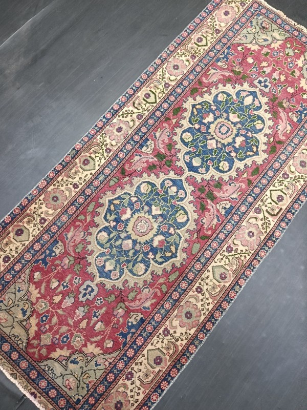 Red Antique Handmade Medallion Runner, 2.7x5.8ft, Vintage Oriental Entryway Rug, gallery