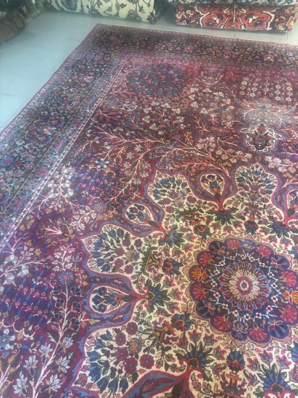 HANDMADE RUG. CARPET . ANTIQUE. 13X9 OVER 100 YEARS OLD. th 19 gallery