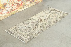 Small Turkish Antique Carpet Vintage Rug 1×3 Old Handmade Oushak Area Rug 557