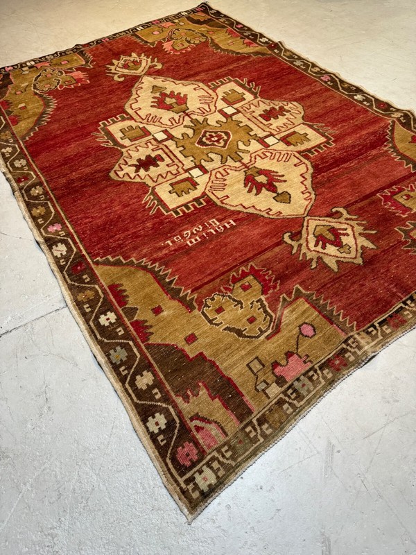 Oriental Hand-Knotted Wool Gallery Size Turkish Oushak Red/Ivory/Gold 6'10" x 10 gallery