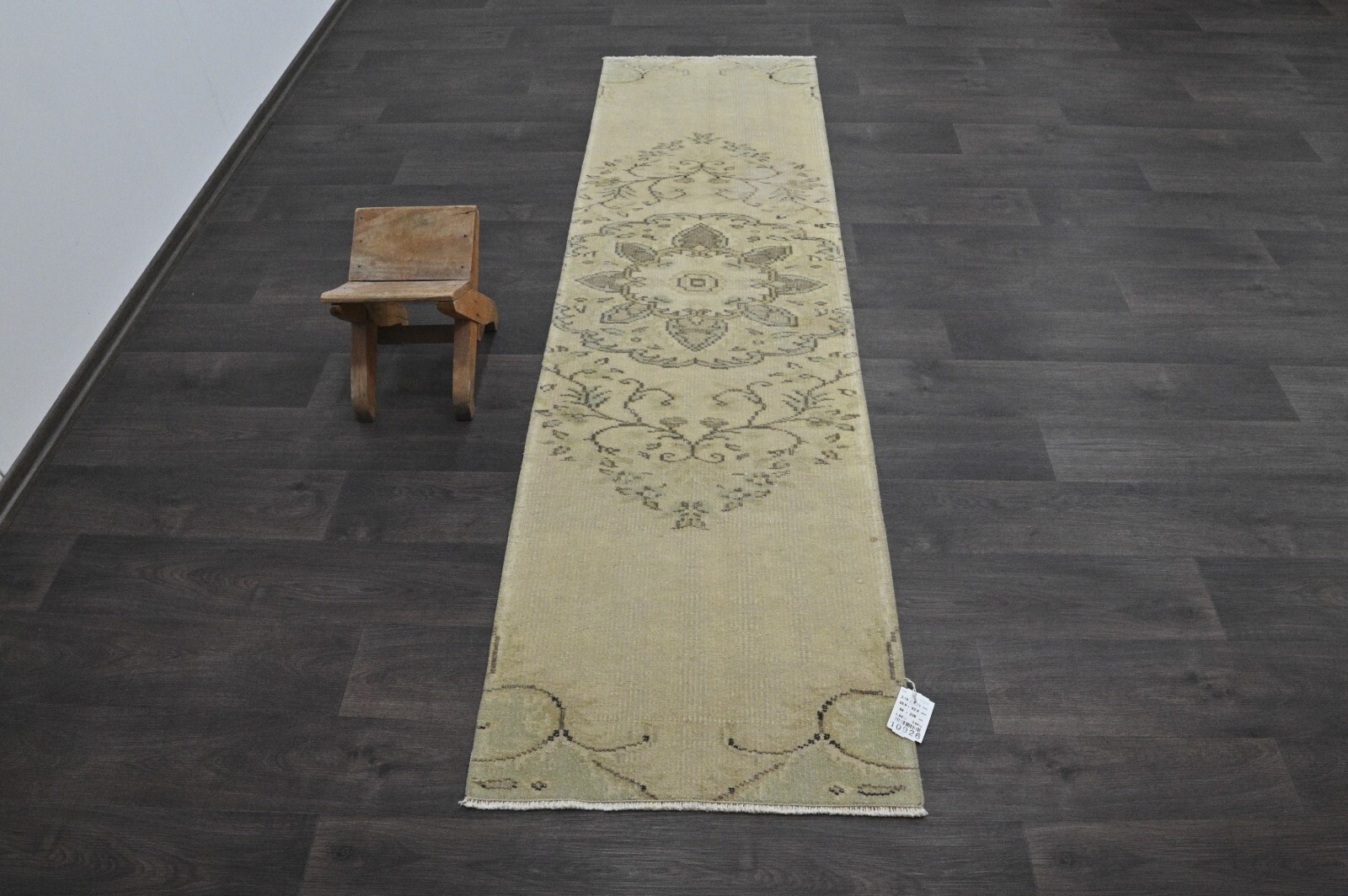 Vintage Turkish Runner Rug 2x7ft Wool Anatolian Handmade Hallway Oushak BEIGE gallery