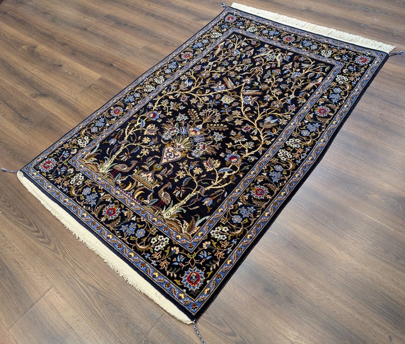 Per'sian Tree of Life Rug 4x6, Navy Blue, Birds & Animal Pictorials gallery