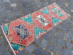 Bohemian Small Rug, Turkish Vintage Rug, Handmade Wool Rug, 1,3 x 3,4 ft