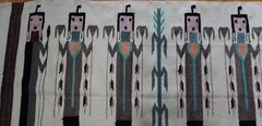 4’7″ x 7’8″ South West Navajo Yei 5 Ladies Wool Handmade Vintage Large Rug