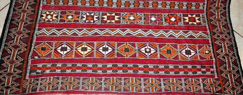 VNTG Moroccan Zemmour Hanbal Berber Kilim Flatweave Tribal Textile Rug 8'5"x4'5" gallery