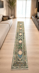 Multicolor Antique Handmade Runner, 2.4×12.9ft, Vintage Patchwork Entryway Rug,