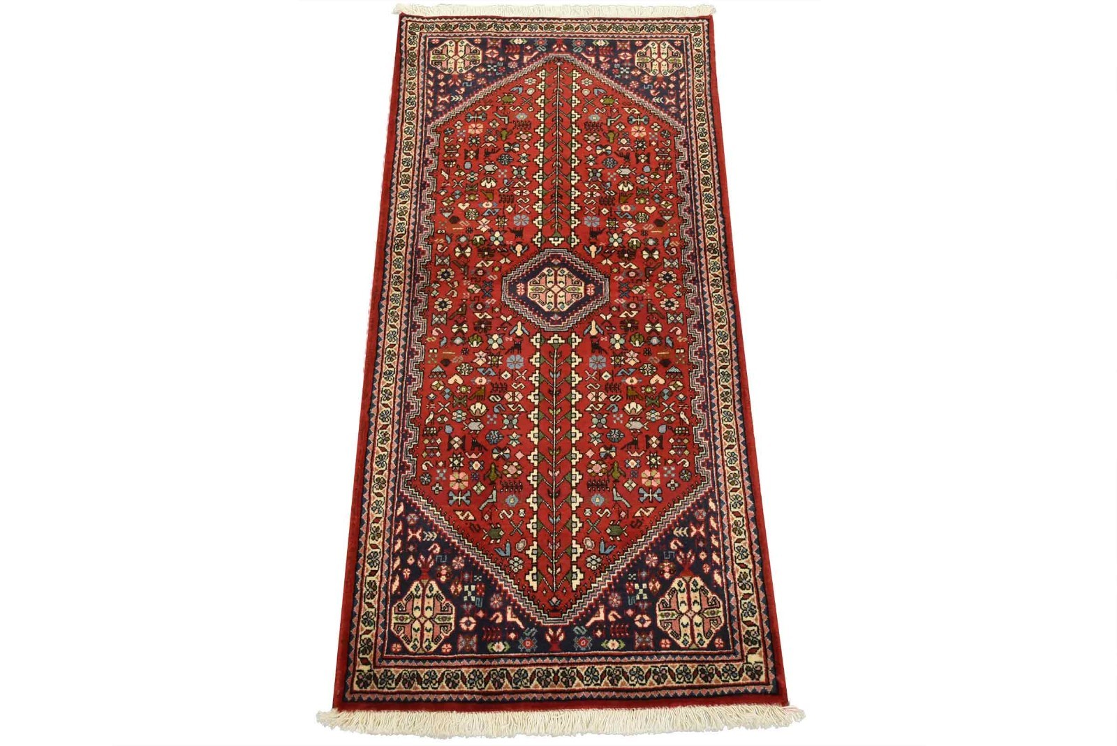 Abadeh Runner 2’4” x 4’10” Red Wool Vintage Tribal Hand-Knotted Rug gallery