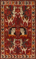 Vintage Tribal Pictorial Kasshkoli Area Rug 6×8 Wool Hand-made Traditional Ru