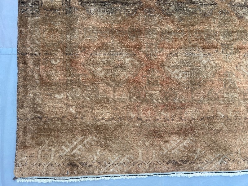 3'4x6'1 Antique Afghan Rug Hand Knotted Wool Distressed Terracotta Hallway Rug gallery