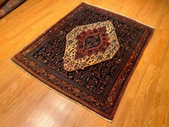 4 x 5 Handmade Fine Quality Semi Antique Bidjar Rug. Natural Dye Soft Fine Wool