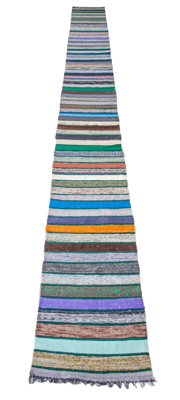 Striped Runner Rug Stair Tread Hand MADE Extra Long Kilim Ragrug 1.8 x 19.4 Ft gallery