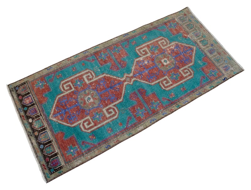 Wool Door Mat, Vintage Turkish Rug Handmade Small Rug, Kitchen Rug 2x4 ft approx gallery